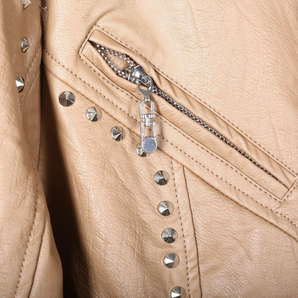 Ameri Mode Genuine Leather Jacket Tan Small - image 6